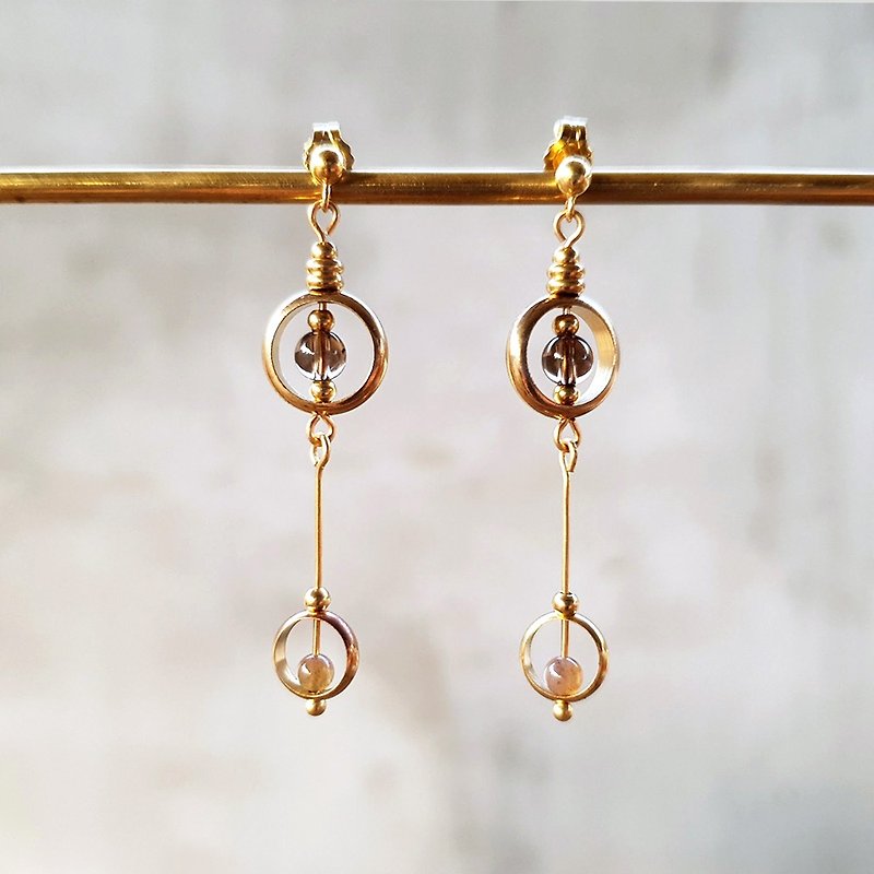 [Gemini] Bosimanao citrine yellow Bronze earrings can be changed · cramping - Earrings & Clip-ons - Copper & Brass Gold