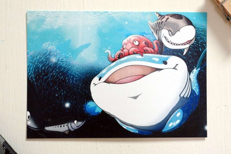 Tofu shark little spot whale shark postcard-sardine storm - Cards & Postcards - Paper 