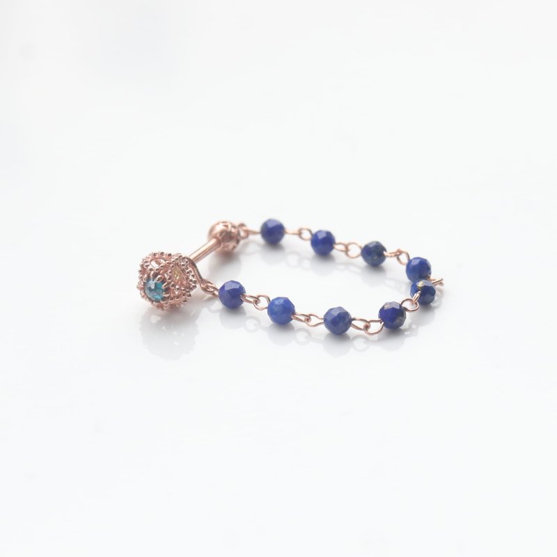 14K 星星原鑽鍊鎖珠耳環 (單個)耳骨 耳窩 不退色 - 耳環/耳夾/耳骨夾 - 貴金屬 金色