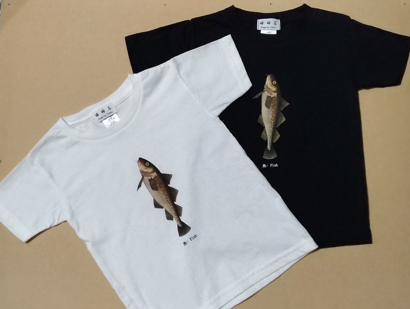 Children's T-shirt -魚 Fish - เสื้อยืด - ผ้าฝ้าย/ผ้าลินิน ขาว