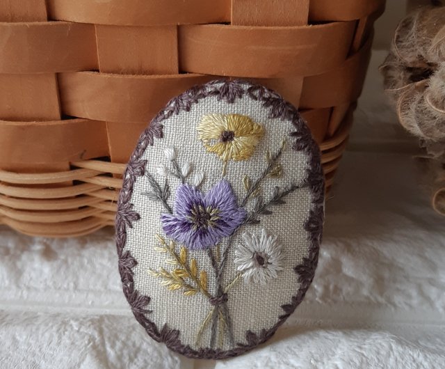 hand embroidered brooches