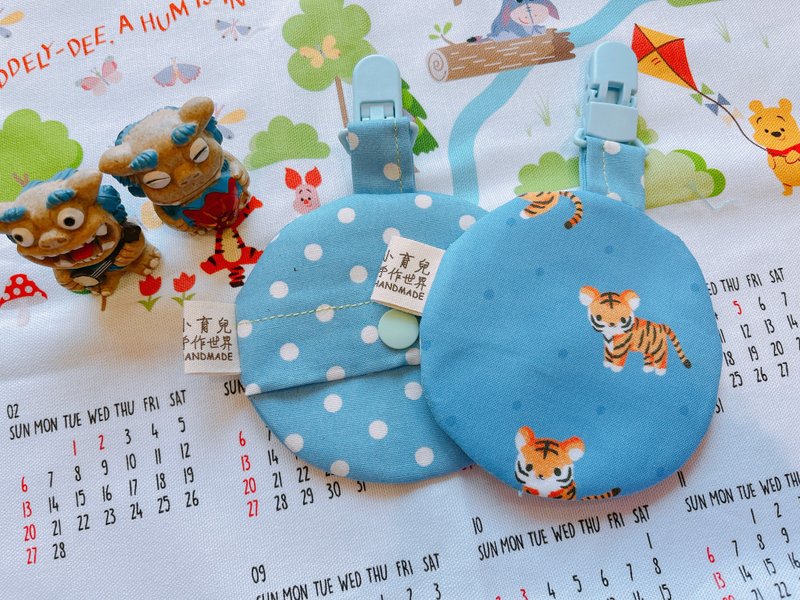 New Special Offer - Round Peace Amulet Bag - Water Blue Tiger - ซองรับขวัญ - ผ้าฝ้าย/ผ้าลินิน สีน้ำเงิน