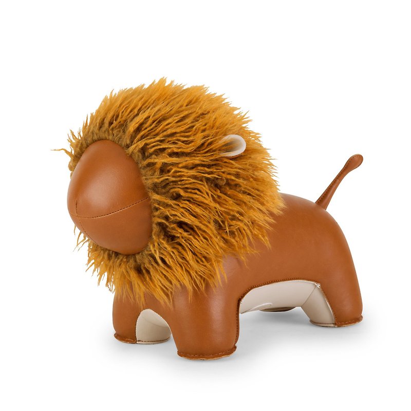 Zuny - Hairy Lion Lino Styling Animal Door Stop - Items for Display - Faux Leather Multicolor