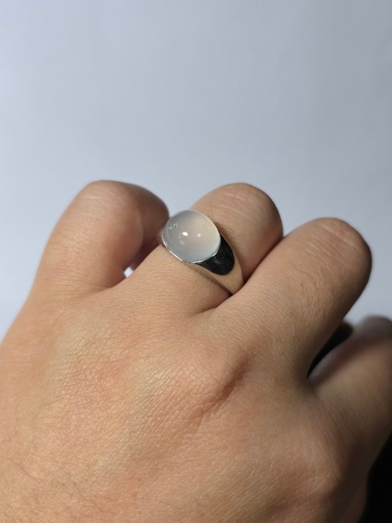 platinum. Taiwan Taitung white chalcedony 925 Silver ring removable ring - General Rings - Jade White