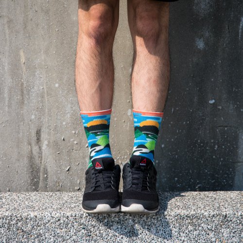 小創襪 / sc.socks 【小創襪】寶島咖印 - 日出雲海 登山襪 運動襪 中筒襪 湖水綠橘