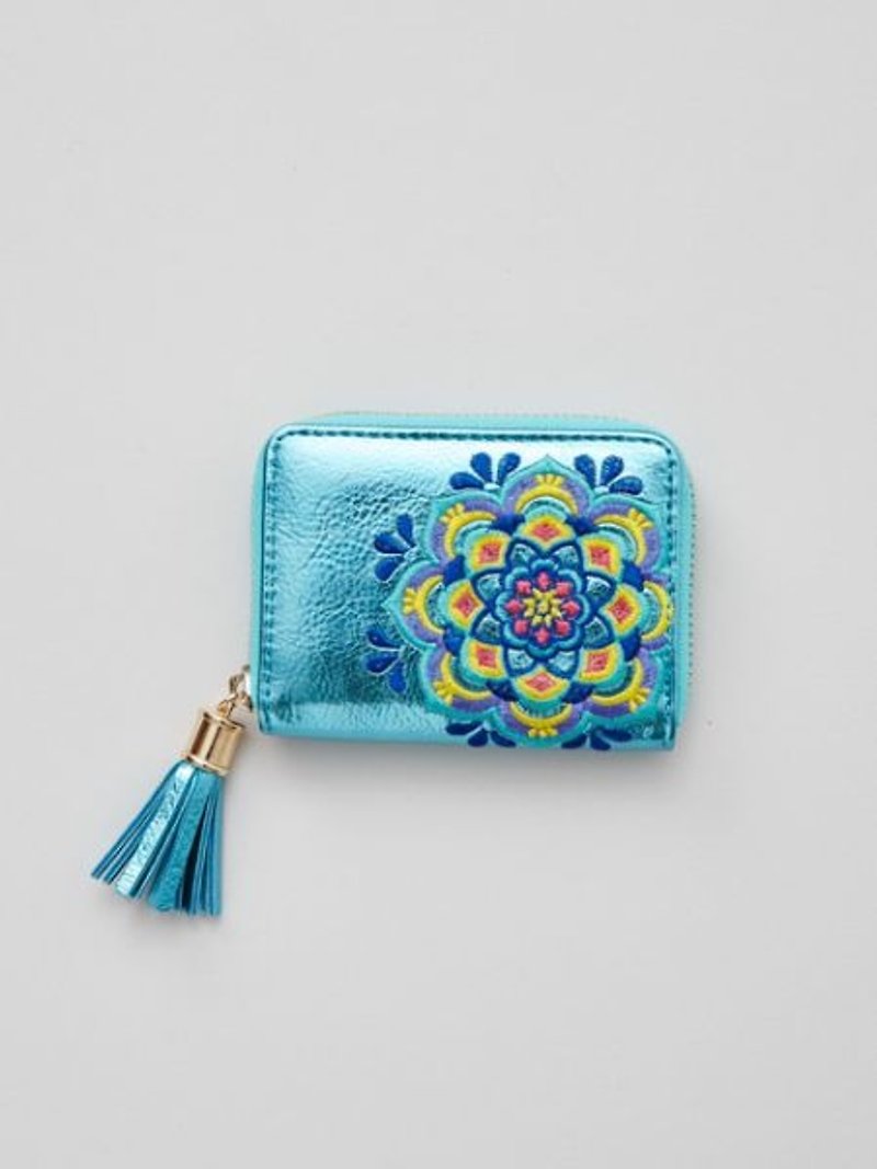 プリオーダーの花の刺繍ファスナー付き財布 - その他 - その他の素材 