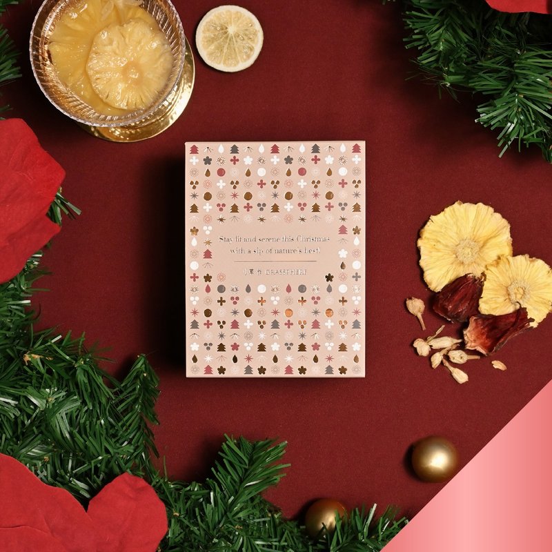 【交換禮物推薦】聖誕五入綜合茶禮-春夏果乾水 (附禮袋與小卡) - 茶葉/茶包/水果茶 - 新鮮食材 卡其色