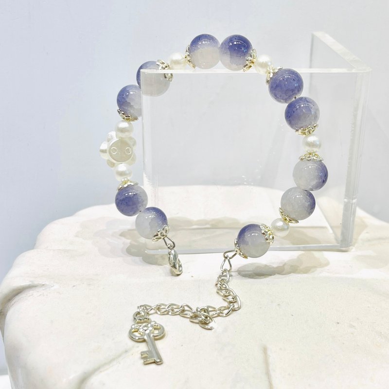 Taiwanese designer handmade jewelry - ice crystal bead bracelet [summer drink - taro custard] - Bracelets - Colored Glass 