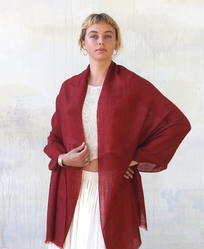 MAROON SHAWL - Scarves - Cotton & Hemp 