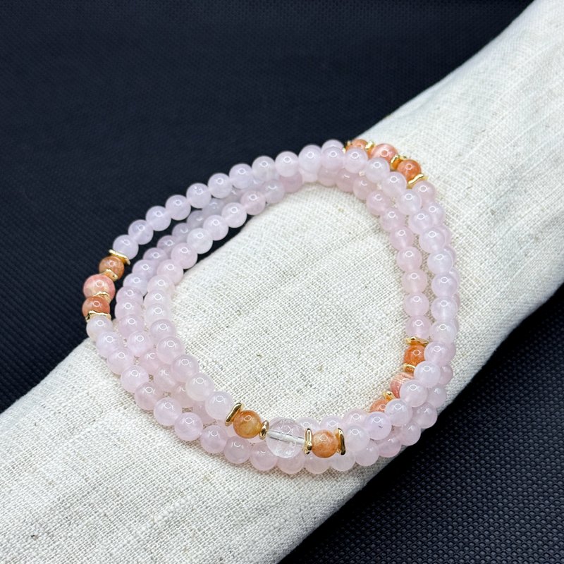 Zen | 108念珠 108 Beads 粉晶 太陽石 紅紋石 文殊菩薩心咒(白水 - 手鍊/手環 - 水晶 