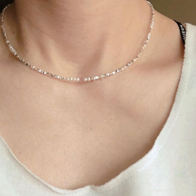 Sterling silver Pearl Necklace - Necklaces - Sterling Silver Silver