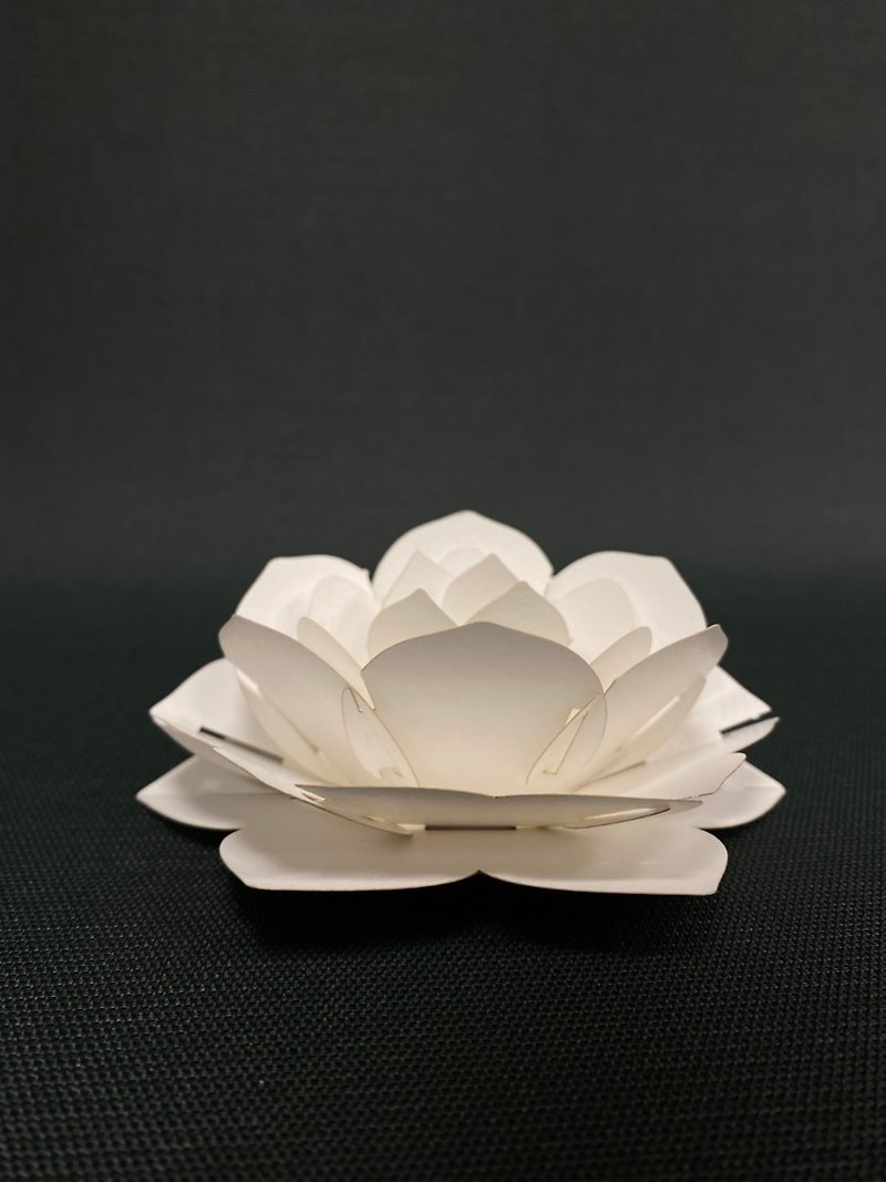 Lotus three-dimensional card DIY material package - งานไม้/ไม้ไผ่/ตัดกระดาษ - กระดาษ ขาว