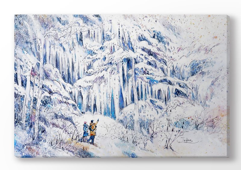 猶如時間停止的雪夜|青森奧入瀨冰瀑 |無框畫30X45cm| 裝飾畫 | - 海報/掛畫/掛布 - 木頭 白色