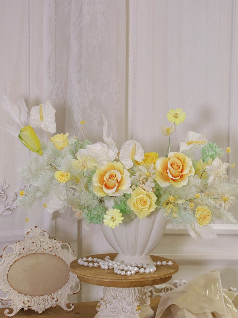 黃色系永生桌花 - 乾燥花/永生花 - 植物．花 黃色