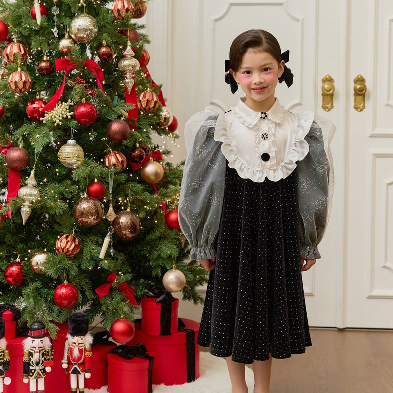 Twinkle Bell Dress-Black Velvet - ชุดเด็ก - วัสดุอื่นๆ 