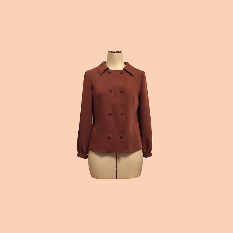 retro blouse lorna - シャツ・ブラウス - ポリエステル ブラウン