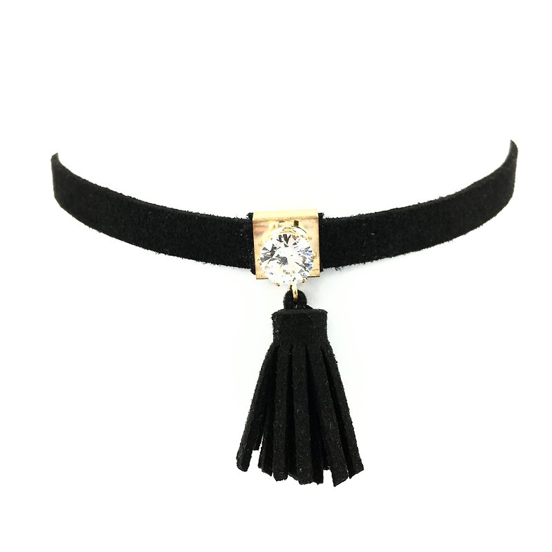 Black tassel necklace - สร้อยคอ - วัสดุอื่นๆ สีดำ