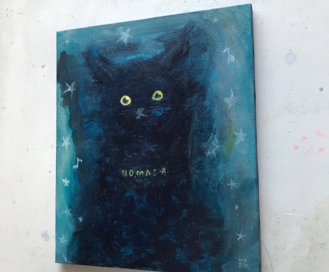 IROSOCA】黒靄の黒猫 キャンバス絵画 F8サイズ原画 - ショップ IROSOCA