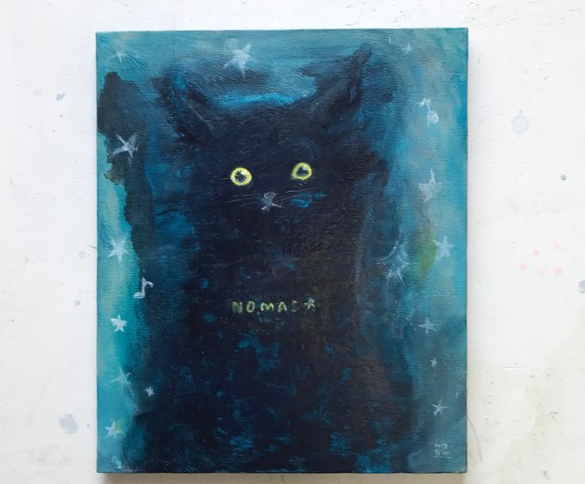 レビュー高評価のおせち贈り物 絵画。原画☆キャンバスF6【猫ちゃんは