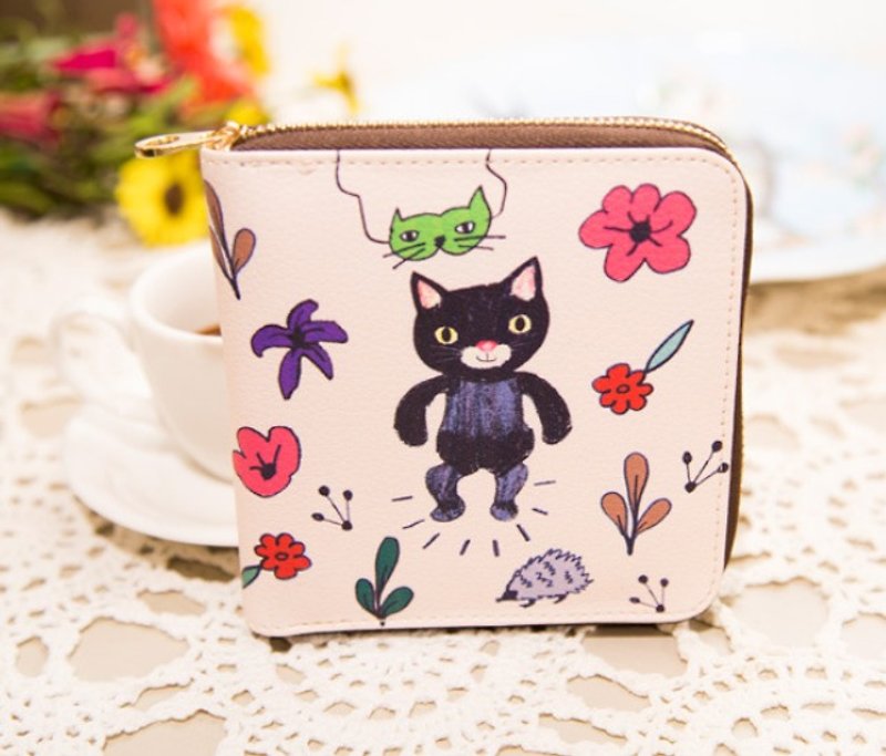 Bentoy x Flower World-Short Clip (Stomping Cat) - Wallets - Genuine Leather 