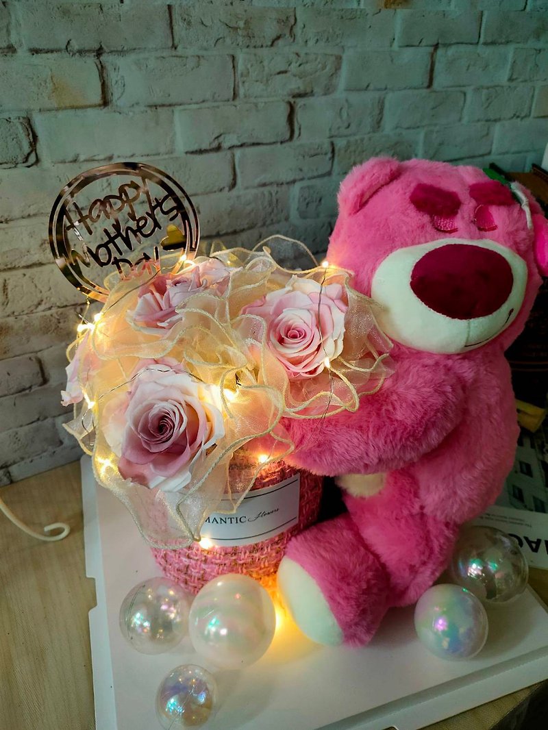 【Lingling's Studio Buckwheat Studio】Doll happy hug bucket customized gift - Dried Flowers & Bouquets - Plants & Flowers 