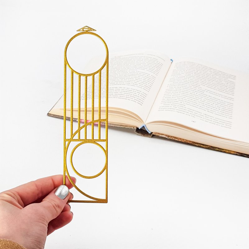 Unique Bookmark Bauhaus Two Design Inspired Small Bookish Gift - Bookmarks - Other Metals Gold