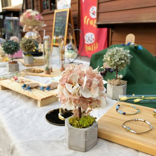 慢慢Take Your Time。花藝。手作 永生花繡球小樹-手作材料包(送禮 祝福 畢業 升遷 到職禮 )