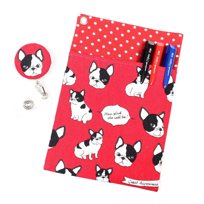 醫師袍 口袋式 防漏墨 收納袋 筆袋+證件夾 - 法鬥 (紅) - 鉛筆盒/筆袋 - 棉．麻 紅色