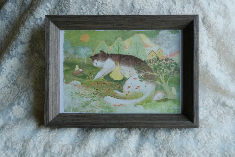 燙金畫卡 15x21cm (A5) - 貓的擁抱 - 卡片/明信片 - 紙 
