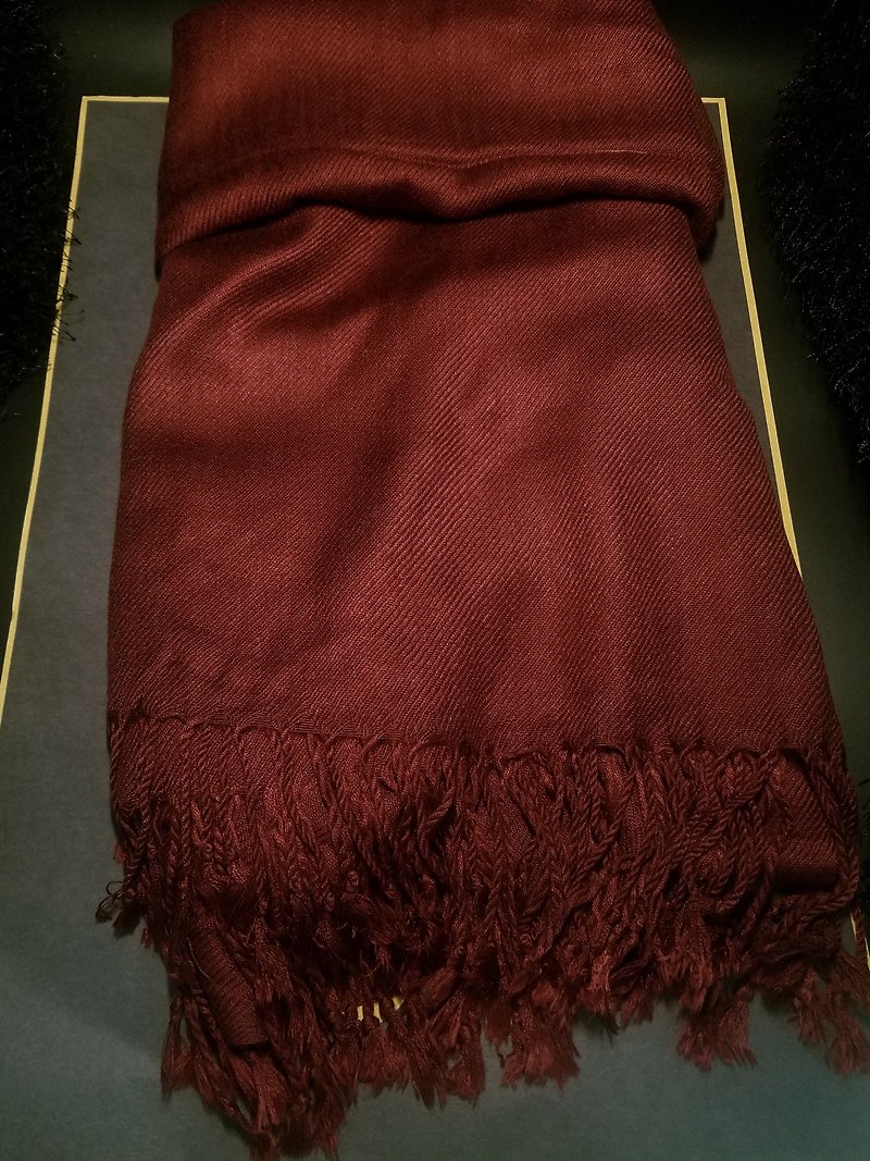酒紅色圍巾復古圍脖聖誕交換禮物 - 圍巾/披肩 - 絲．絹 紅色
