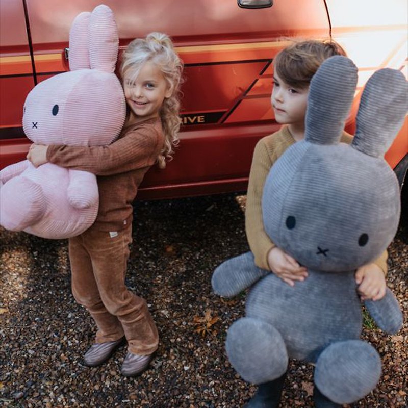 BON TON TOYS Miffy Rabbit Corduroy Stuffed Doll - Gray 70cm - Stuffed Dolls & Figurines - Polyester Gray