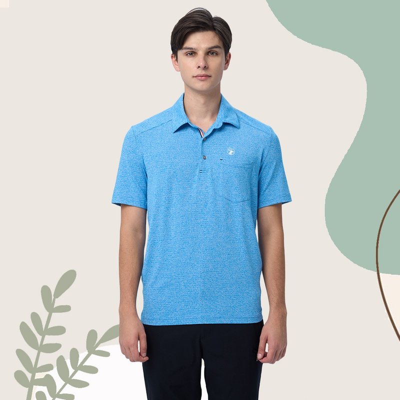 【Wildland 荒野】銀纖維彈性POLO短袖衣 男 0B11608-158 湛藍色 - 男 T 恤 - 聚酯纖維 藍色