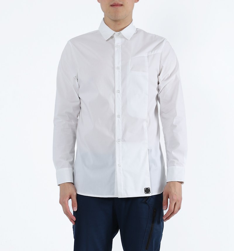 Glasses shirt-Glasses shirt (white) - เสื้อเชิ้ตผู้ชาย - ผ้าฝ้าย/ผ้าลินิน ขาว