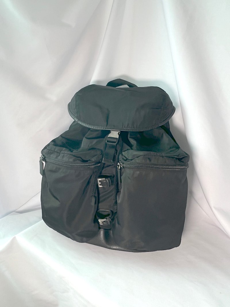 Rare! PRADA Synthetic Backpack Bag Large black backpack Japanese medieval - กระเป๋าเป้สะพายหลัง - เส้นใยสังเคราะห์ สีดำ