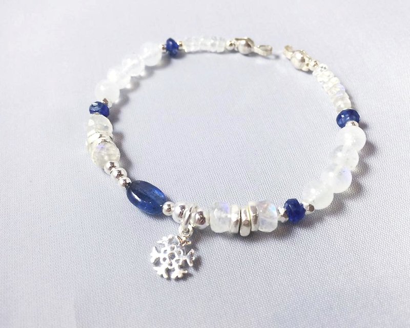 MH sterling silver custom natural stone series _ Snow Love - Bracelets - Gemstone Blue