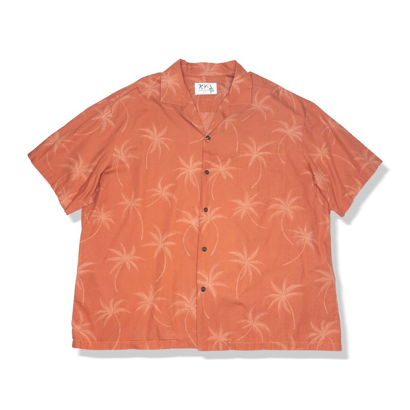【有関古著選物】KY'S 純棉 夏威夷製 夏威夷襯衫 - 男襯衫/休閒襯衫 - 棉．麻 橘色