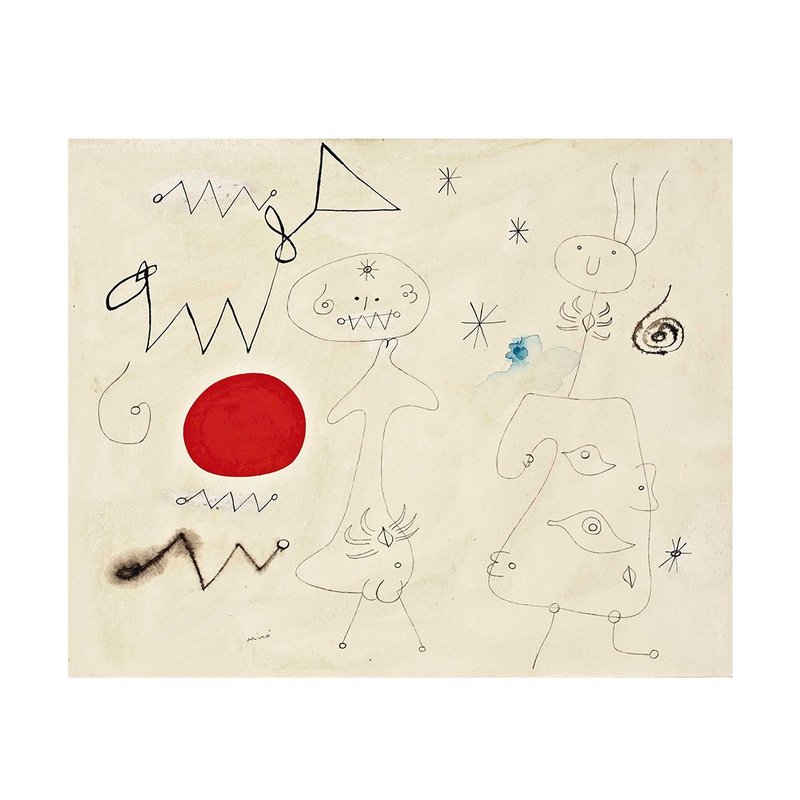 【藝術掛畫】 Joan Miro 米羅 -- 女人和鳥在太陽前 - 海報/掛畫/掛布 - 紙 