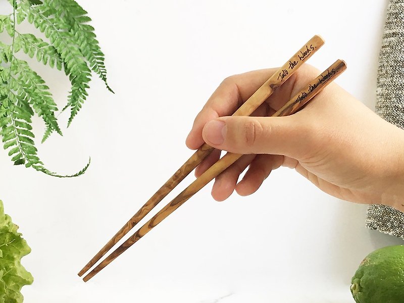 橄欖木筷-日式尖頭-外出環保筷-20公分 - 筷子/筷架 - 紙 橘色