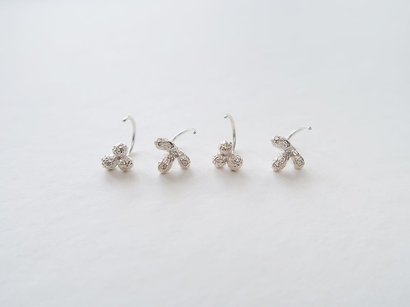 Exclusive pair of forest style 925 sterling silver Sanshan mini fruit C-shaped earrings - ต่างหู - เงินแท้ สีเงิน