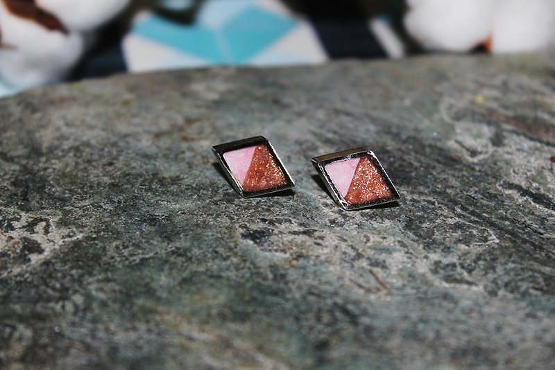 Laurence Anyways Fimo pin earrings - pink X Rose Gold - Earrings & Clip-ons - Pottery Pink