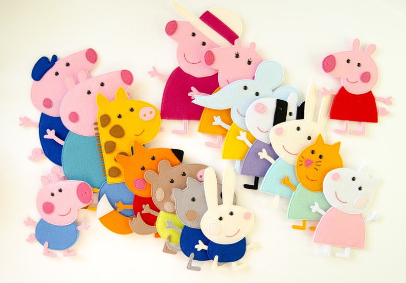 Peppa Pig family and friends from felt - ของเล่นเด็ก - วัสดุอีโค สึชมพู