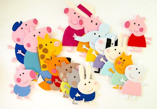 FeltKiddyToys Peppa Pig family and friends from felt