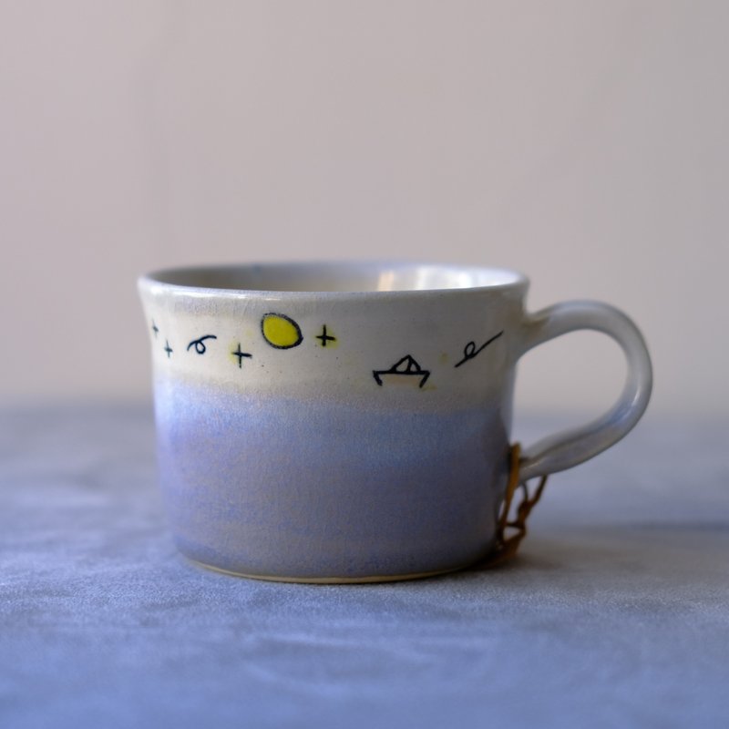 Suànn-Sian . 漂流小紙船把杯 - 咖啡杯/馬克杯 - 陶 