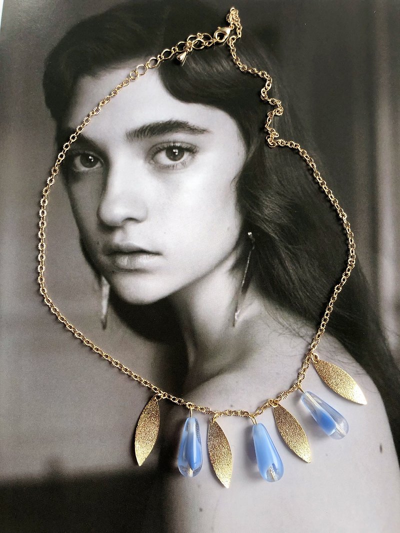 Original Blue Gold Tassel Necklace - Necklaces - Other Materials Blue