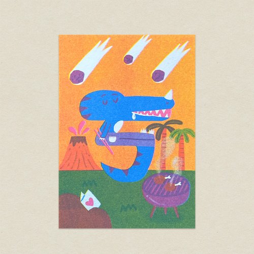 咚東插畫合作社 新品/恐龍的''ㄎ''/共學明信片/注音符號/孔版印刷