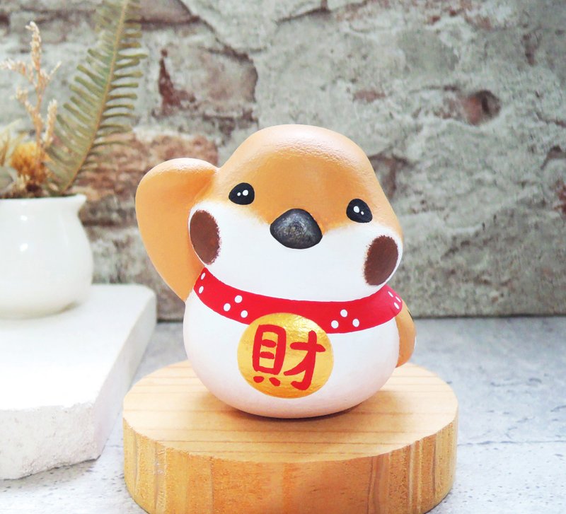 Lucky Sparrow, Tumbler, Cute Doll, Decoration, Flower Utensil, Pen Holder, Healing Handmade Small Wood Carving - ของวางตกแต่ง - ไม้ สีนำ้ตาล