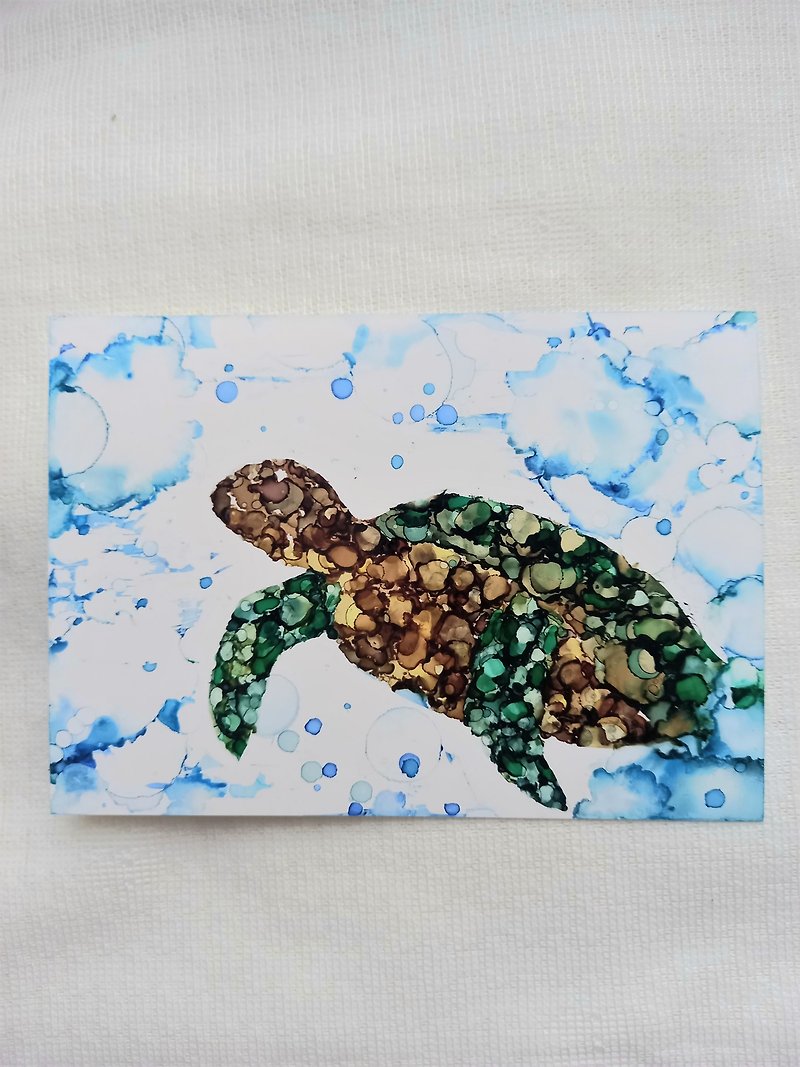 アルコールインクユニバーサルカード/ポストカード - Yoyo Turtle - カード・はがき - 塗料 