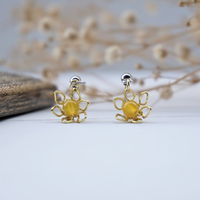 << Narcissus Blossoming - Sunshine Blossoming >> Yellow Agate Natural Stone Earrings - Earrings & Clip-ons - Gemstone Yellow