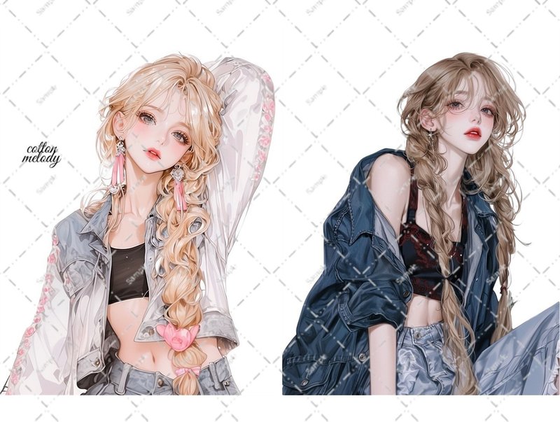 original sticker no.6620 人物ステッカー オリジナルステッカー 人物ステッカー 女の子ステッカー オリジナル人物ステッカー - 貼紙 - 紙 