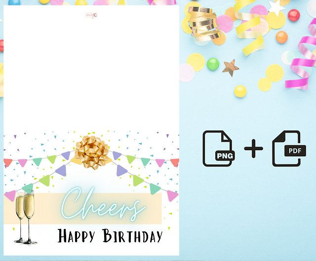 5x7 Instant Download Jpg Png PDF Print at Home Birthday Card 